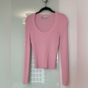 Ribbed pink long sleeve